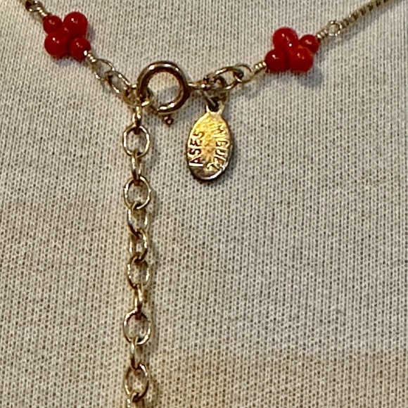 Miguel Ases Mediterranean Red Coral Colored Glass Bead & Gold Necklace.- Perfect - Picture 4 of 4